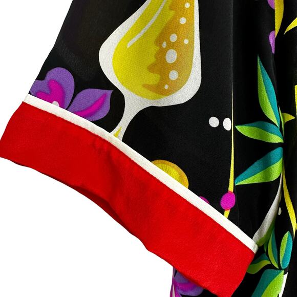 Bob Mackie Wearable Art Silk Cocktail Blouse Sz Large Short Sleeve Atomic Bright - Picture 10 of 16